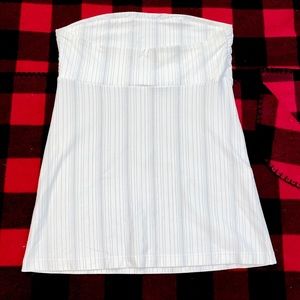 White and silver strapless top